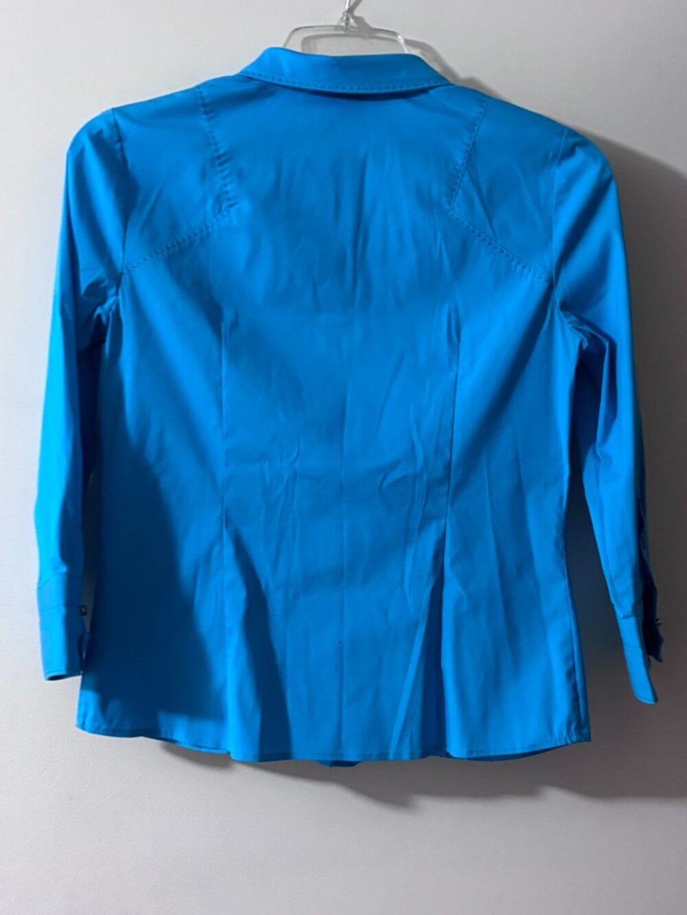 Per Se Turquoise Blue Stretch Button Down Shirt Size 6 - Picture 2 of 4